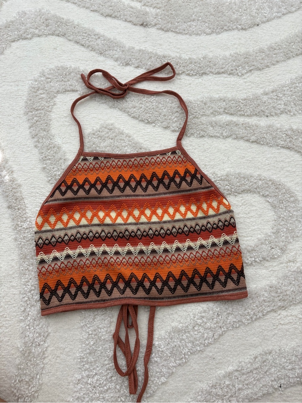SHEIN Rust Multi Halter Knit Crop Top